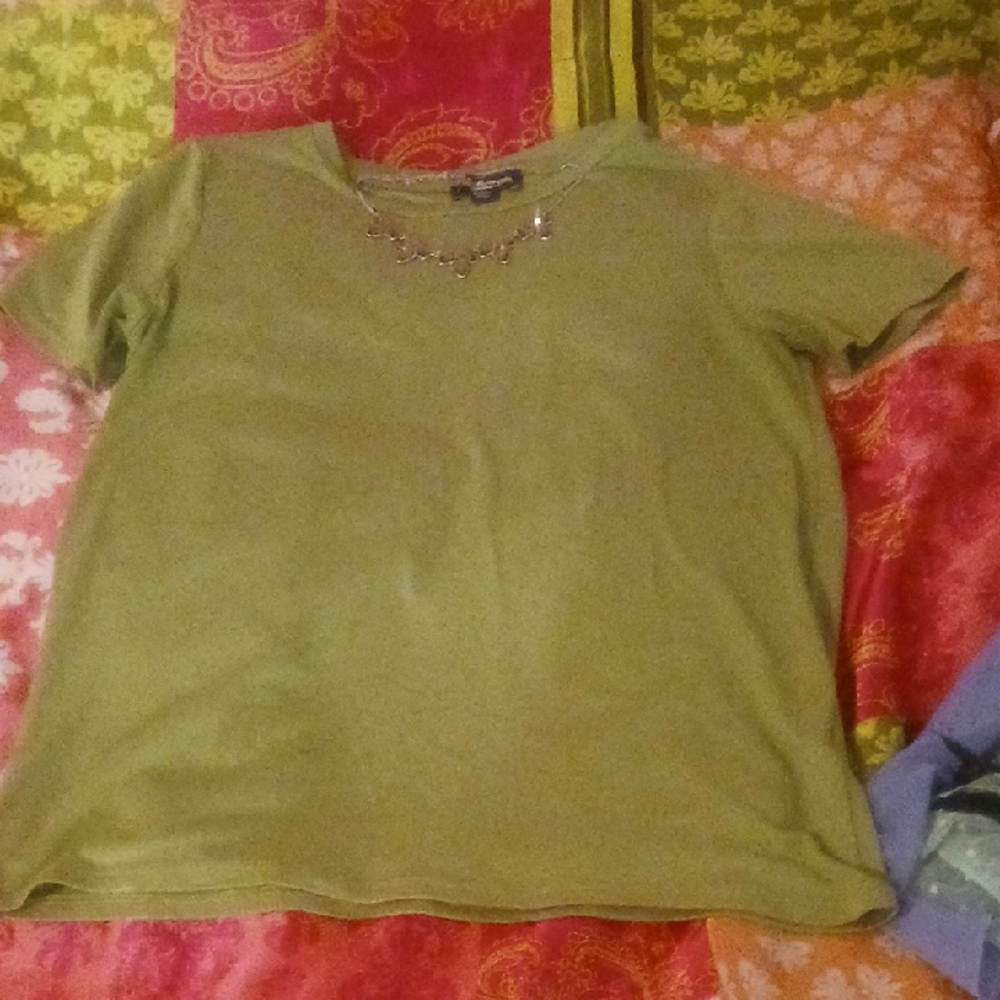Green T-shirt with Gorgeous Necklace(see video) FINAL PRICE DROP!!